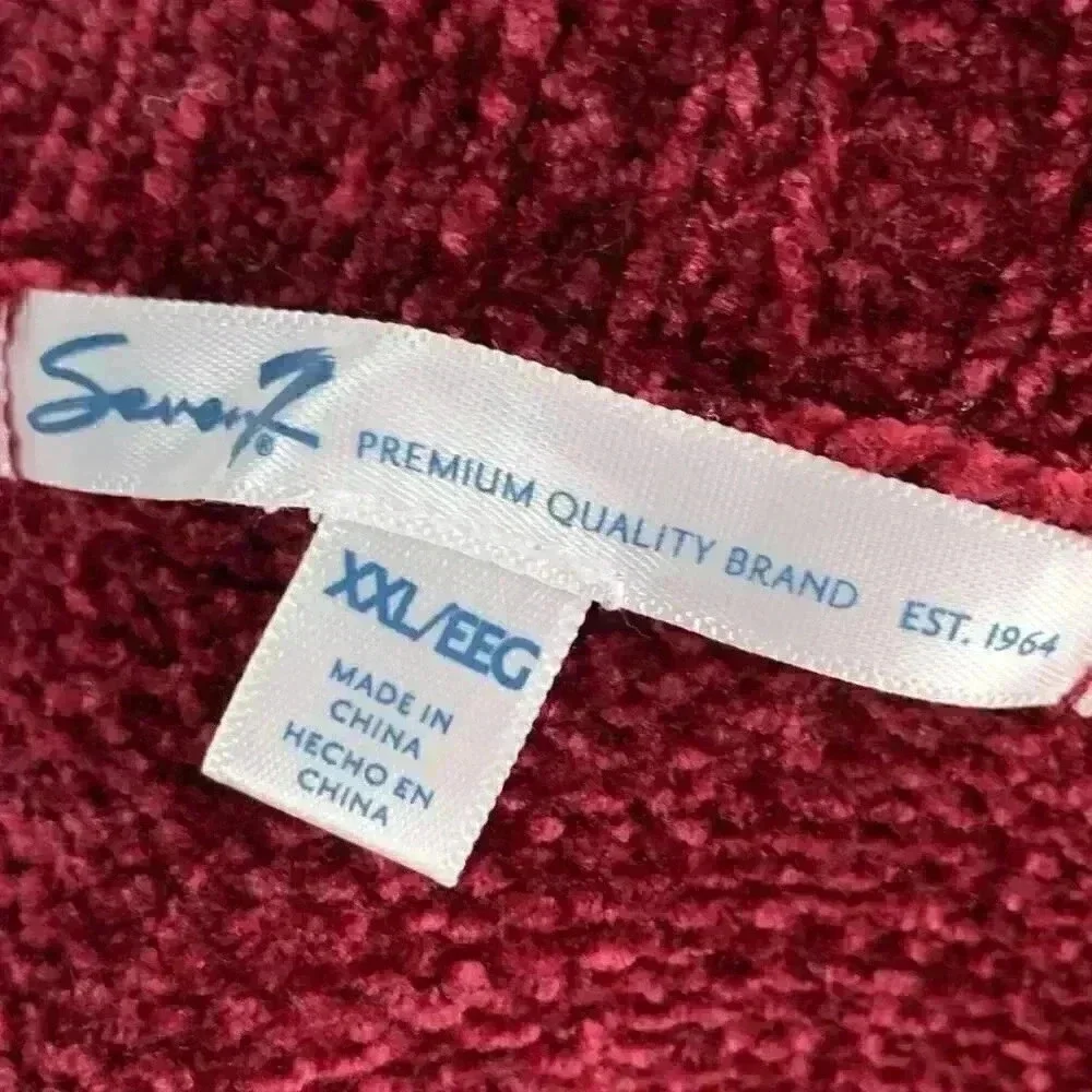Seven Womens sweater size XXL red chenille open front cardigan
